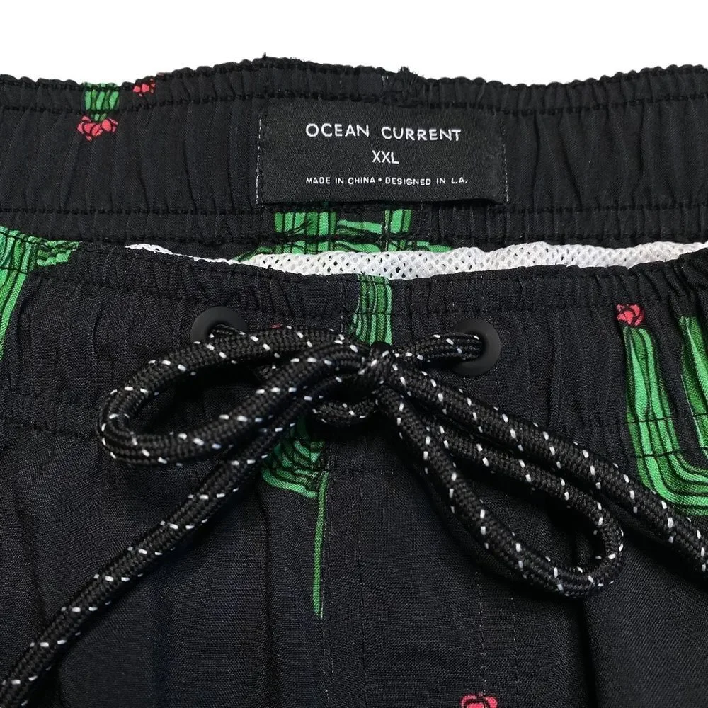 Ocean Current Volley Shorts Cactus Cacti  Swim Shorts Mesh Lined Stretch Sz XXL